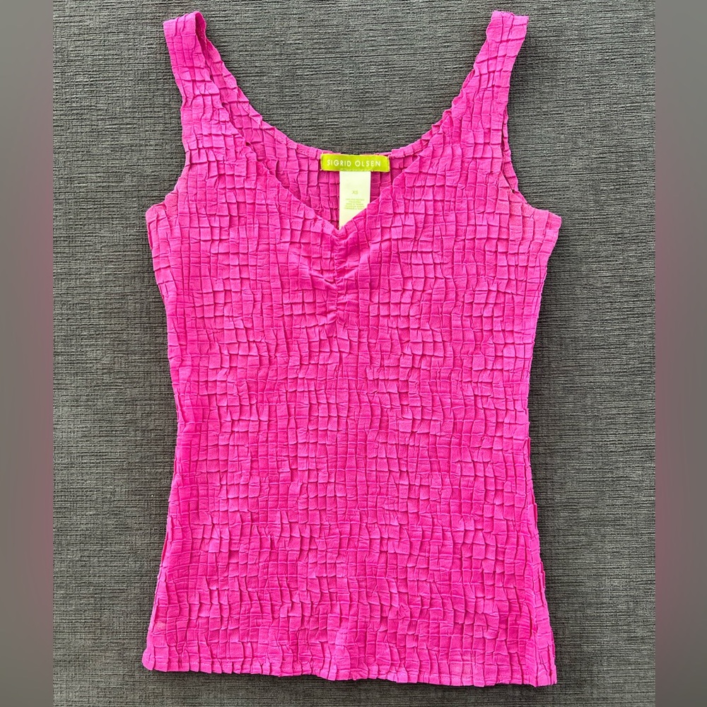 Sigrid Olsen Pink Textured Crinkle Tank Top Sz XS